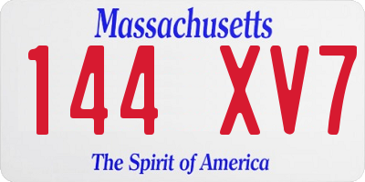 MA license plate 144XV7