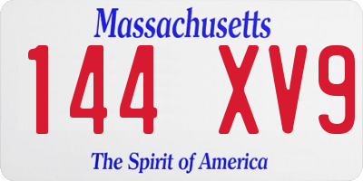 MA license plate 144XV9