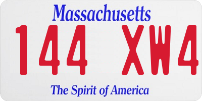 MA license plate 144XW4