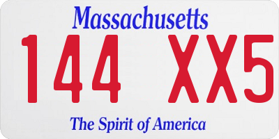 MA license plate 144XX5