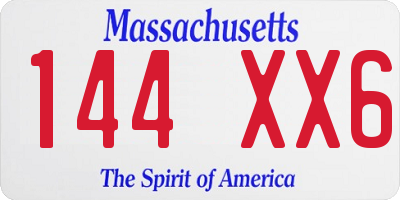 MA license plate 144XX6