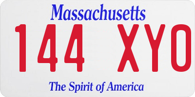 MA license plate 144XY0