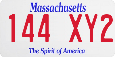 MA license plate 144XY2