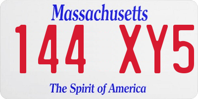 MA license plate 144XY5