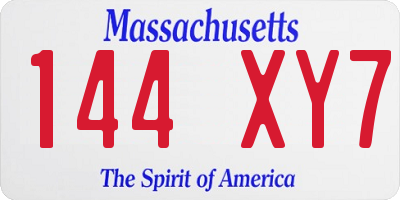 MA license plate 144XY7