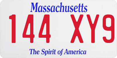 MA license plate 144XY9