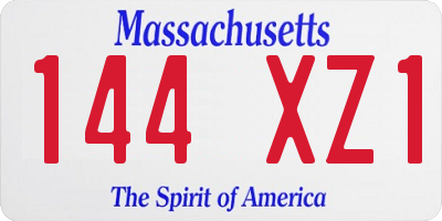 MA license plate 144XZ1