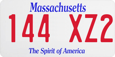 MA license plate 144XZ2
