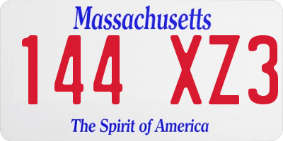 MA license plate 144XZ3