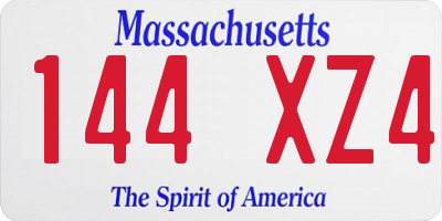 MA license plate 144XZ4