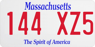 MA license plate 144XZ5