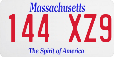 MA license plate 144XZ9