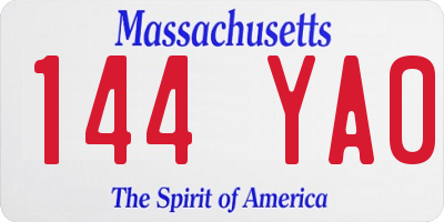 MA license plate 144YA0