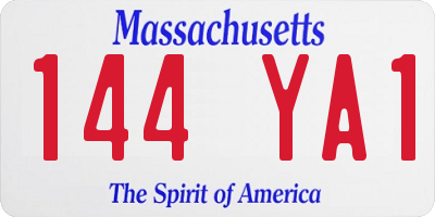MA license plate 144YA1