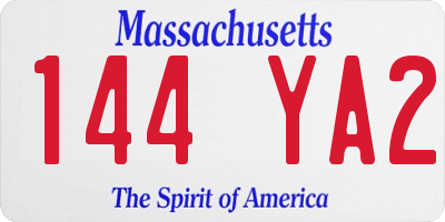 MA license plate 144YA2