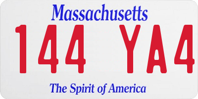 MA license plate 144YA4