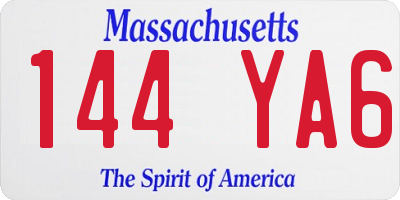 MA license plate 144YA6