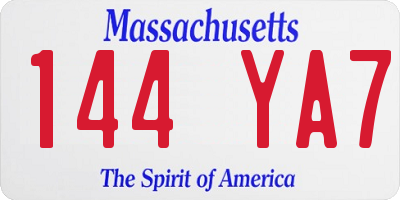MA license plate 144YA7