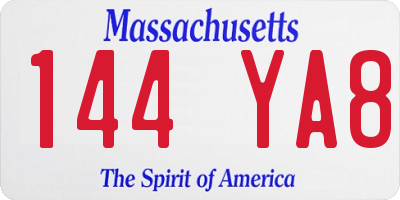 MA license plate 144YA8