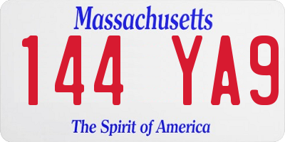 MA license plate 144YA9