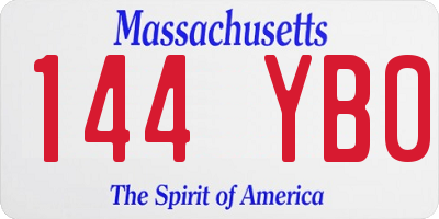 MA license plate 144YB0