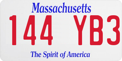 MA license plate 144YB3