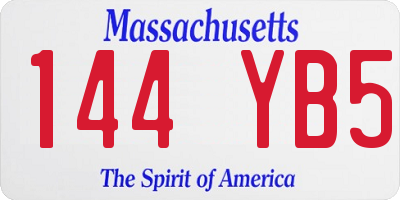 MA license plate 144YB5