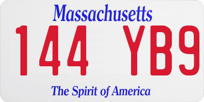 MA license plate 144YB9