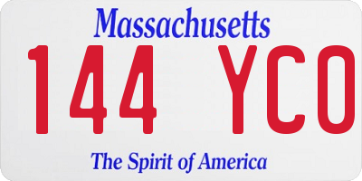 MA license plate 144YC0