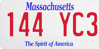 MA license plate 144YC3