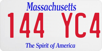 MA license plate 144YC4