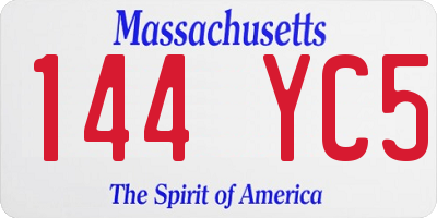 MA license plate 144YC5