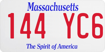 MA license plate 144YC6