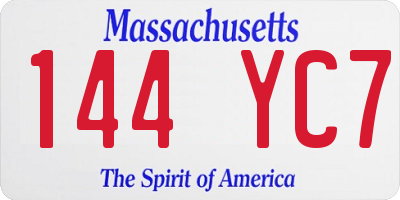 MA license plate 144YC7
