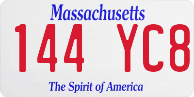 MA license plate 144YC8