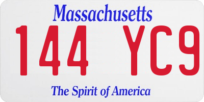 MA license plate 144YC9