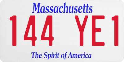 MA license plate 144YE1