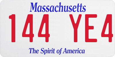 MA license plate 144YE4