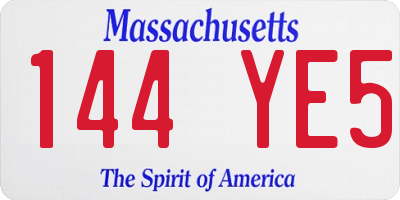 MA license plate 144YE5