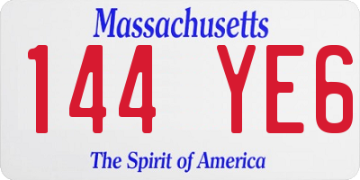 MA license plate 144YE6