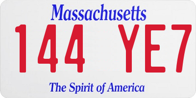 MA license plate 144YE7