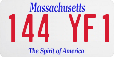 MA license plate 144YF1