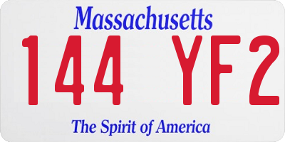 MA license plate 144YF2