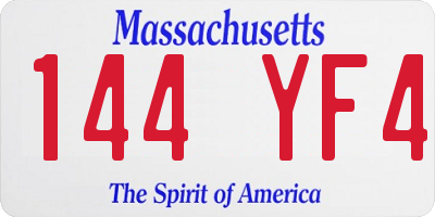MA license plate 144YF4