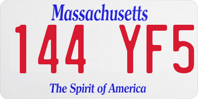 MA license plate 144YF5
