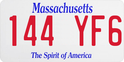 MA license plate 144YF6
