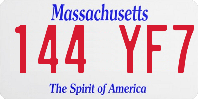 MA license plate 144YF7