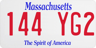 MA license plate 144YG2
