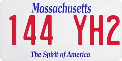 MA license plate 144YH2