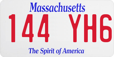 MA license plate 144YH6